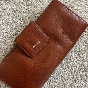 Fossil Cognac Leather Clutch